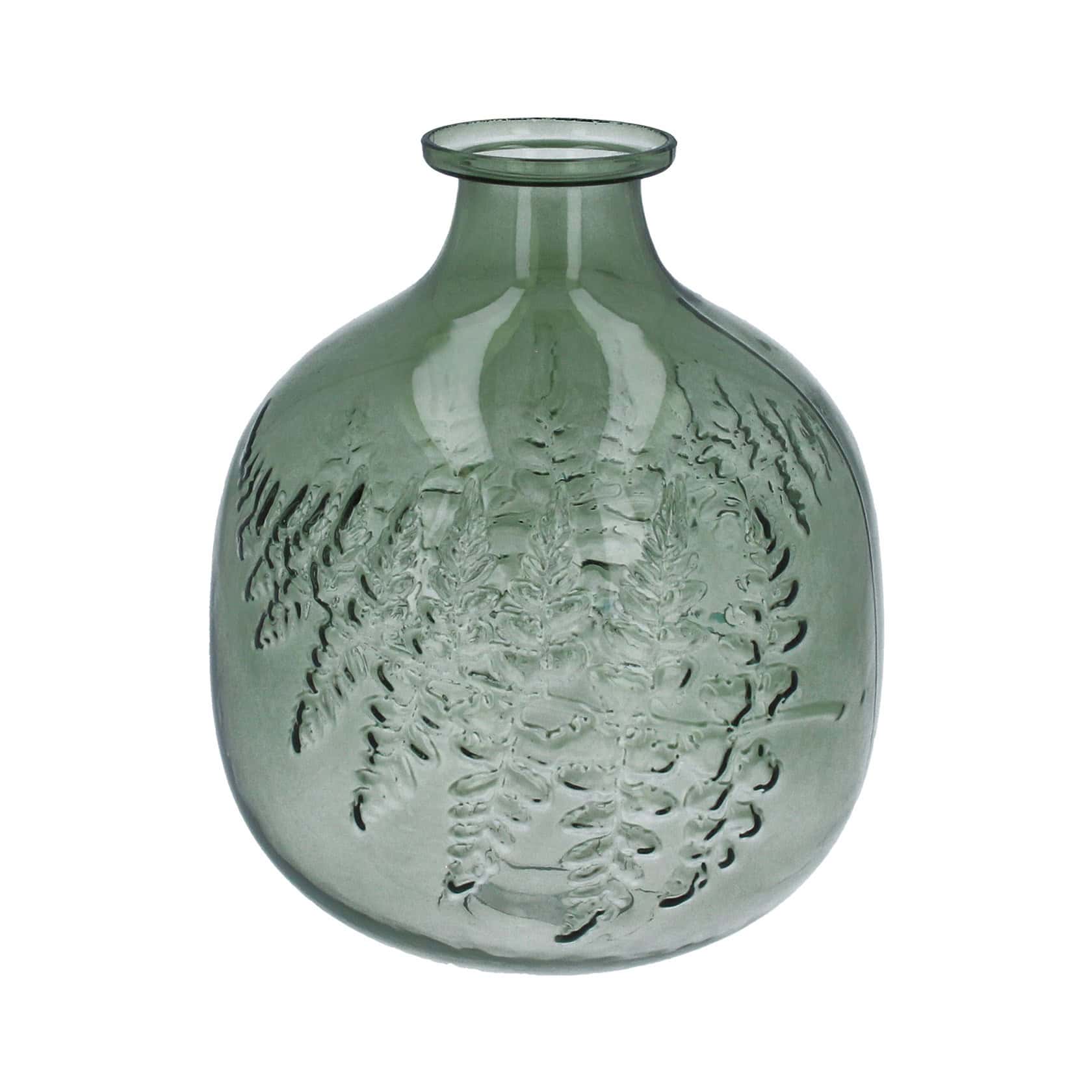 Gisela Graham Green Fern Impression Glass Vase