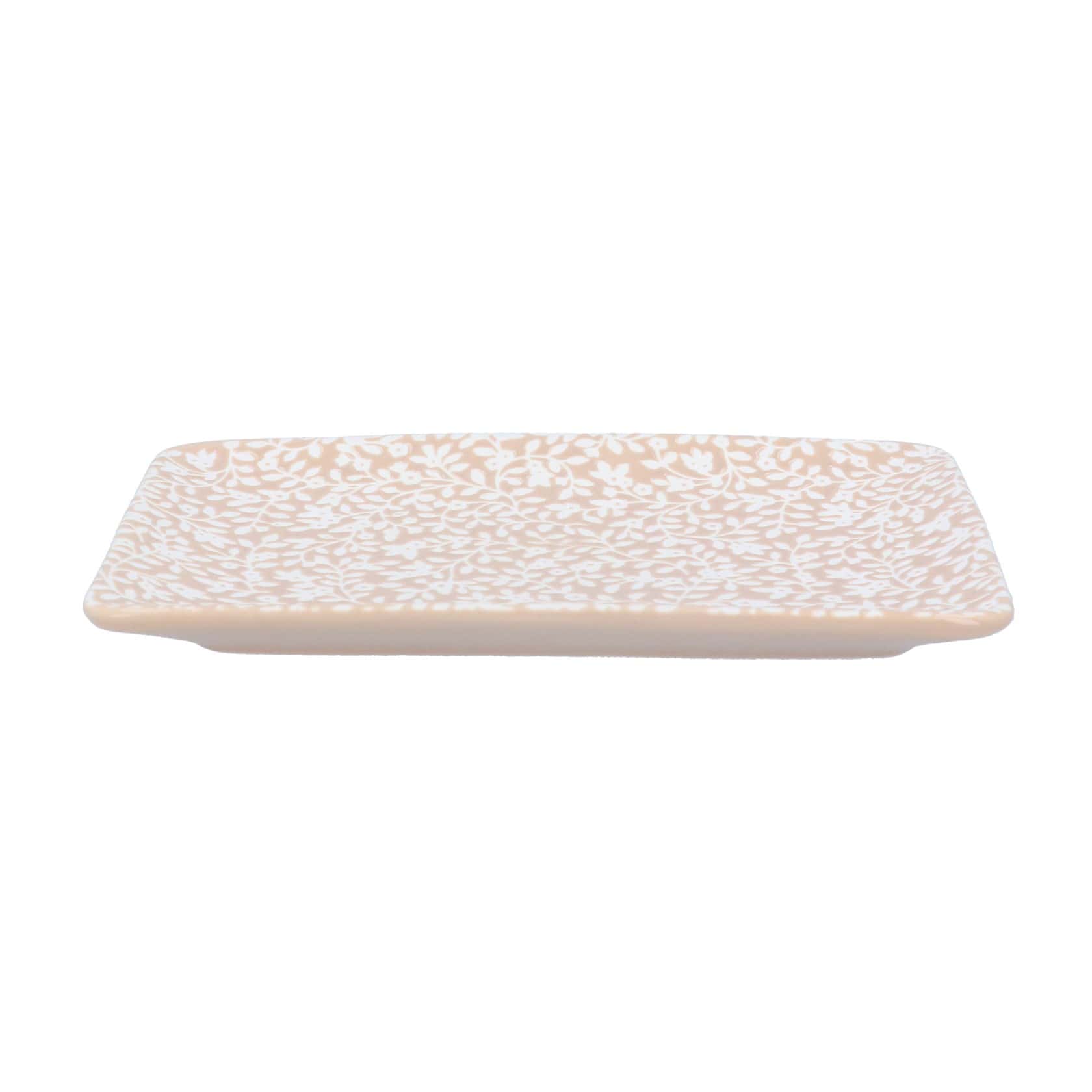 Gisela Graham Ceramic Rectangle Trinket Dish – Beige Floral Vines - Jaro Design Studio - 1 Gisela Graham Ceramic Rectangle Trinket Dish – Beige Floral Vines
