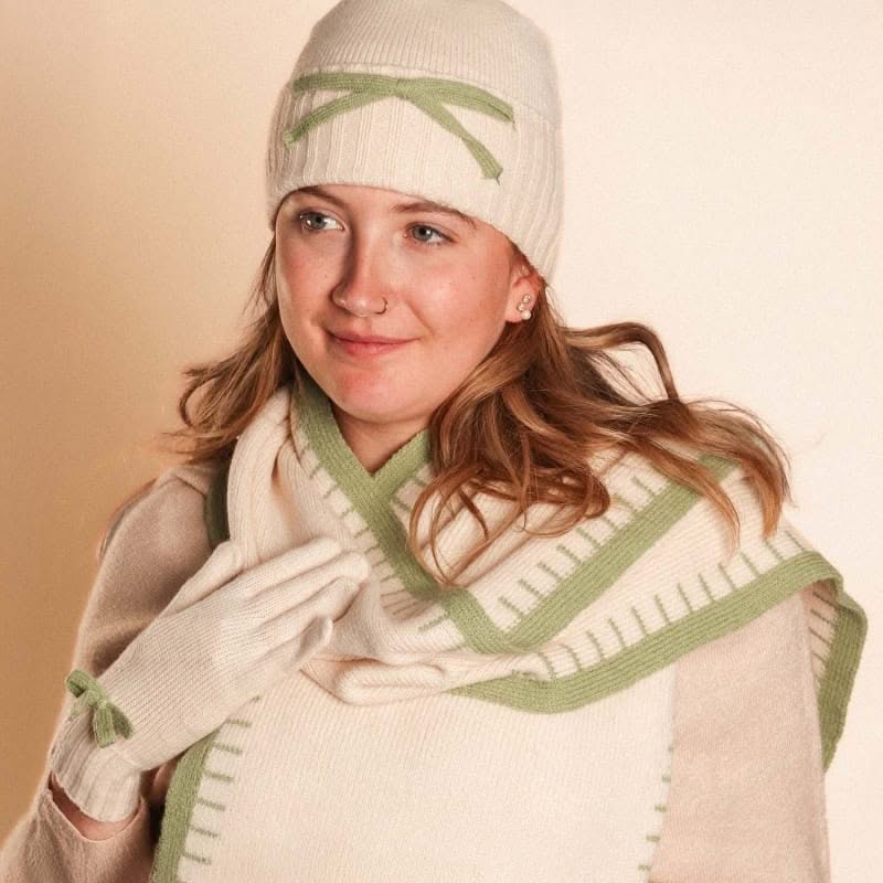 Zelly Bow Detailed Gloves – Green - Image 3