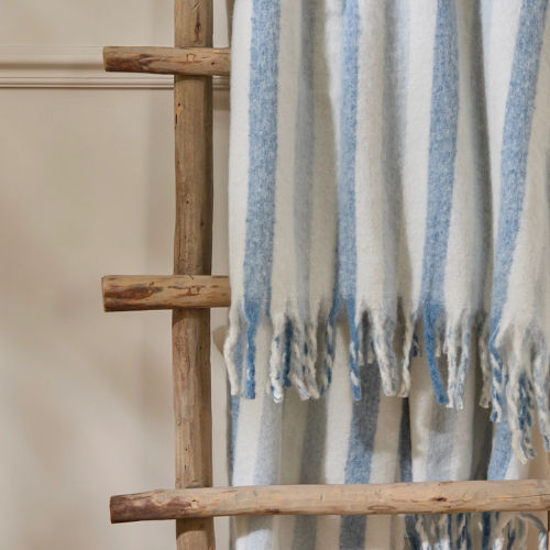 Beechwood Woven Stripe Throw Sky Blue - Image 2
