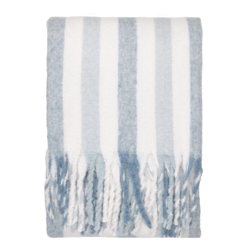 Beechwood Woven Stripe Throw Sky Blue - Image 3