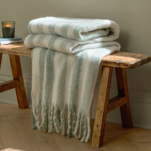 Beechwood Woven Stripe Throw Moorland Green - Jaro Design Studio - 1 Beechwood Woven Stripe Throw Moorland Green