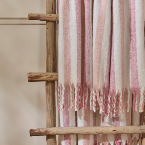 Beechwood Woven Stripe Throw Camellia - Image 2