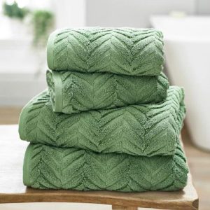 Catalonia Zerotwist Cotton Hand Towels, set of 2 - Green