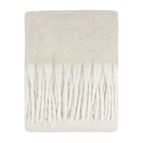Cozy Woven Tasselled Throw Ecru