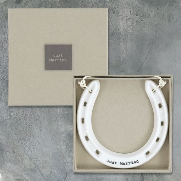 East Of India - Porcelain Horseshoe -Just married