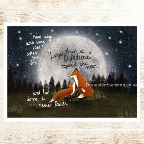 Fox Under The Moon - 'A Lifetime' Art Print A4