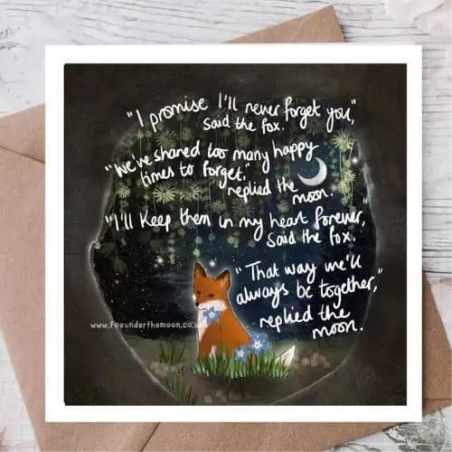 Fox Under The Moon - 'Forget Me Not' Card