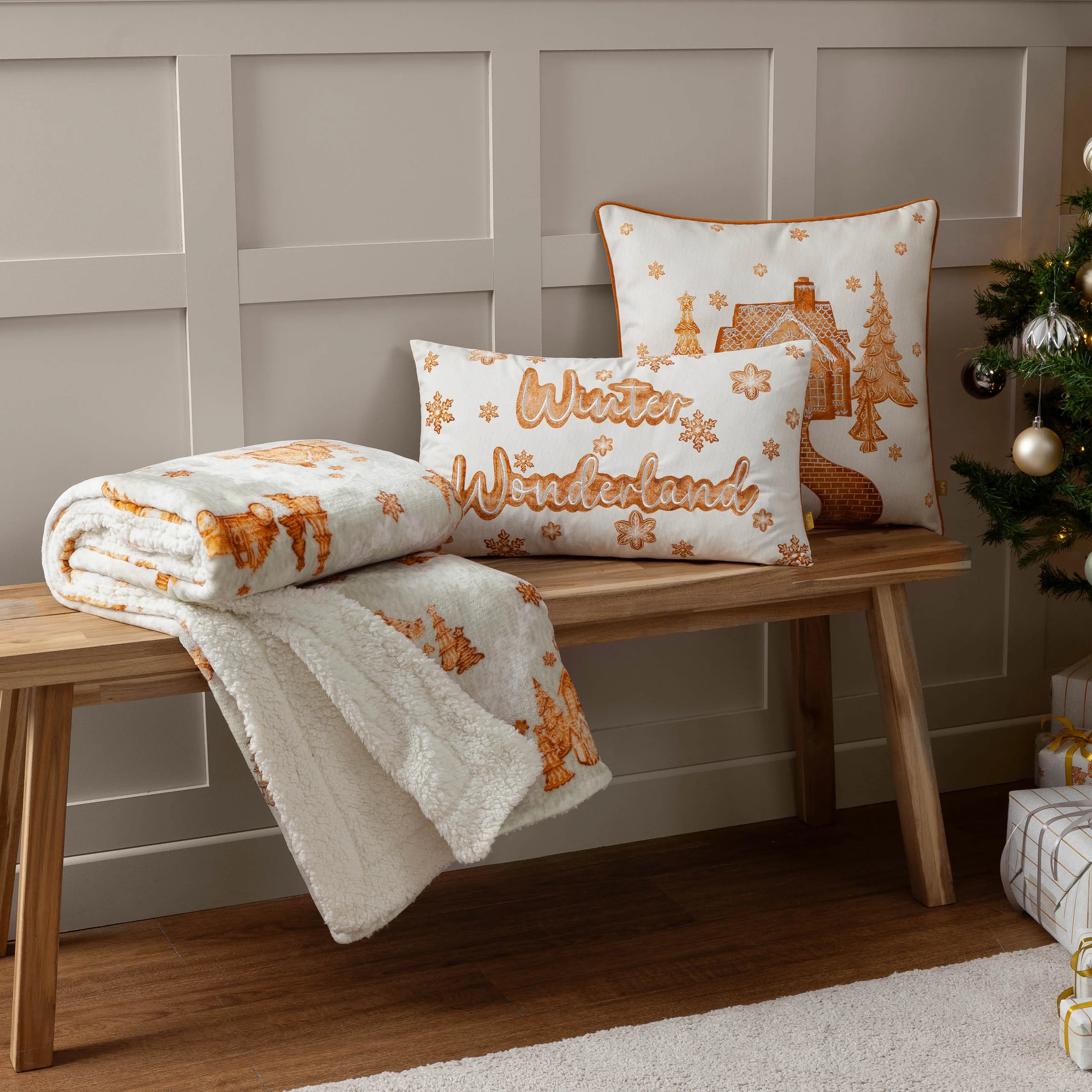 Furn, Gretel Winter Wonderland Embroidered Cushion - Cloud Dust/Ginger - Jaro Design Studio - 5 Furn, Gretel Winter Wonderland Embroidered Cushion - Cloud Dust/Ginger - Image 5