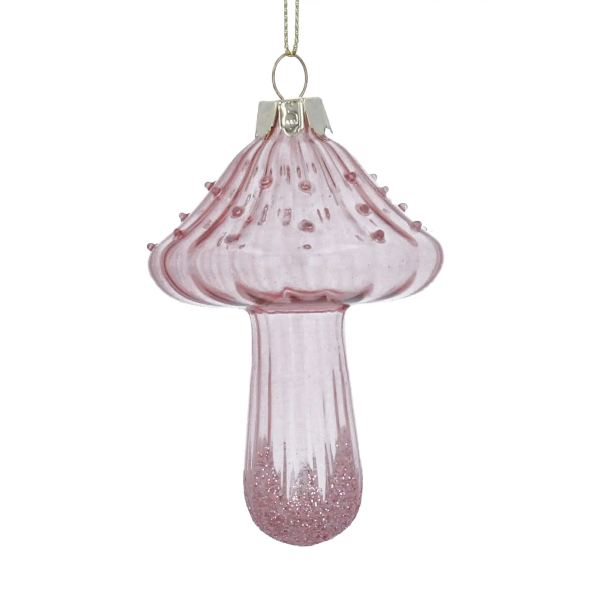 Gisela Graham Clear Pink Glass Toadstool Decoration