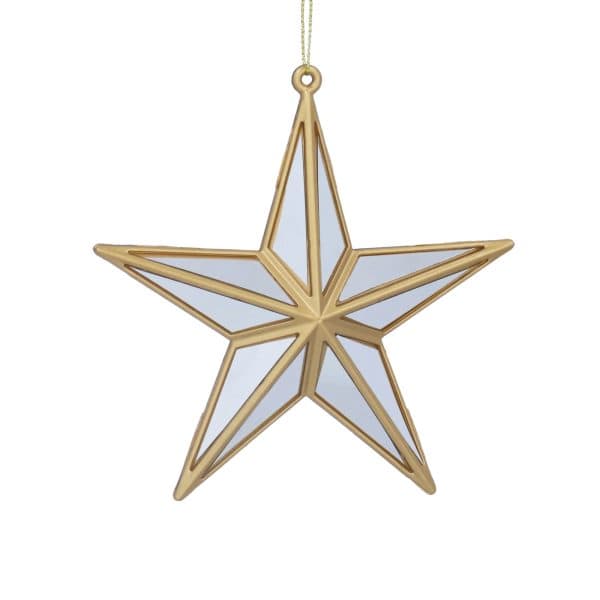 Gisela Graham Gold Acrylic/Silver Mirror 5-Point Star Decoration, Small - Jaro Design Studio - 1