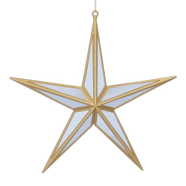 Gisela Graham Gold Arcrylic/Silver Mirror 5-Point Star Decoration, Large - Jaro Design Studio - 1