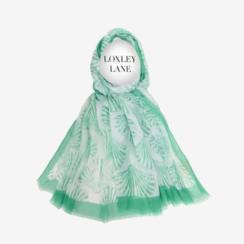 Green Lightweight Clam Shells Scarf