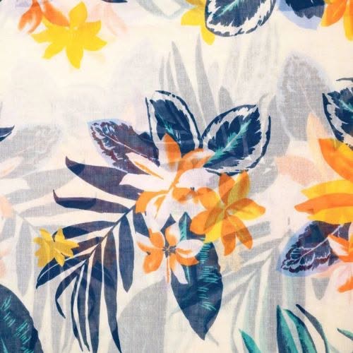 Weavermill Hawaiian Floral Scarf – Pearl - Jaro Design Studio - 3 Weavermill Hawaiian Floral Scarf – Pearl - Image 3