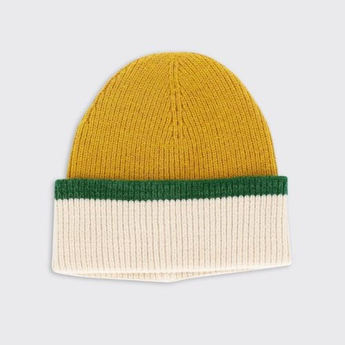 Hector Mens Soft Knit Hat - Ochre / Green