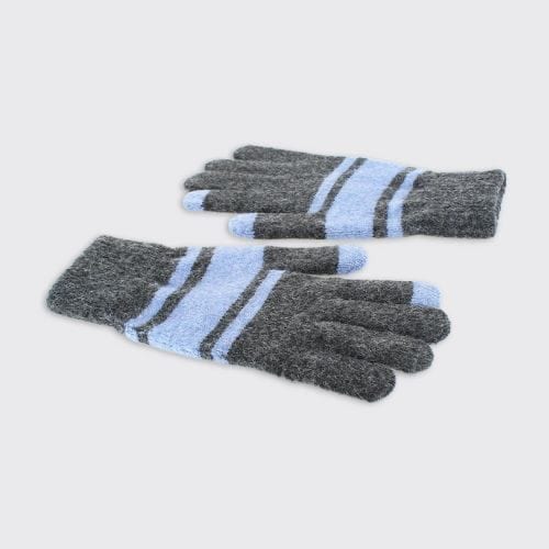 Hector Mens Soft Knit Stripe Gloves - Blue / Grey