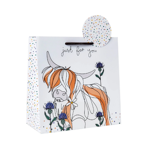 Belly Button – Highland Cow Medium Gift Bag - Jaro Design Studio - 1 Belly Button – Highland Cow Medium Gift Bag