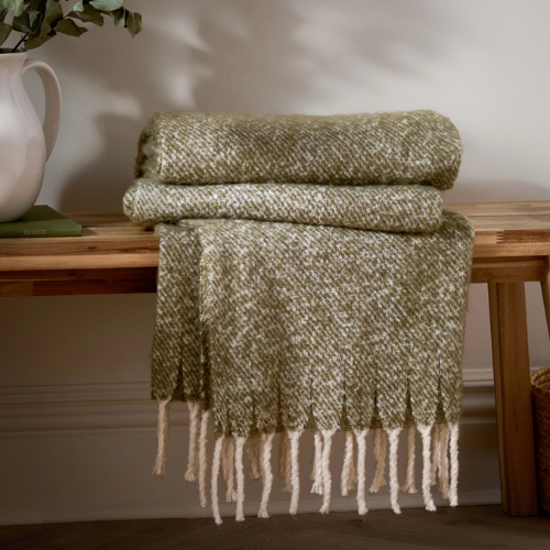 Isla Woven Tasselled Throw Green - Jaro Design Studio - 1 Isla Woven Tasselled Throw Green