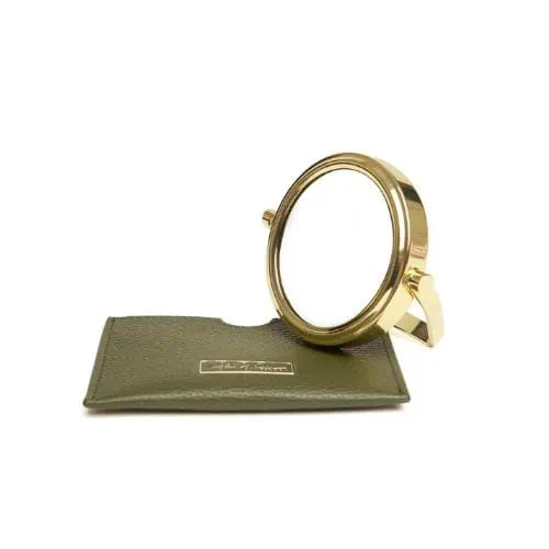 Alice Wheeler, Handbag 7x magnifying mirror and pouch - Olive - Jaro Design Studio - 1