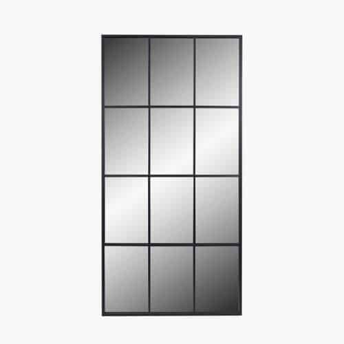 12 Pane Floor Standing Mirror, Dark Grey Metal