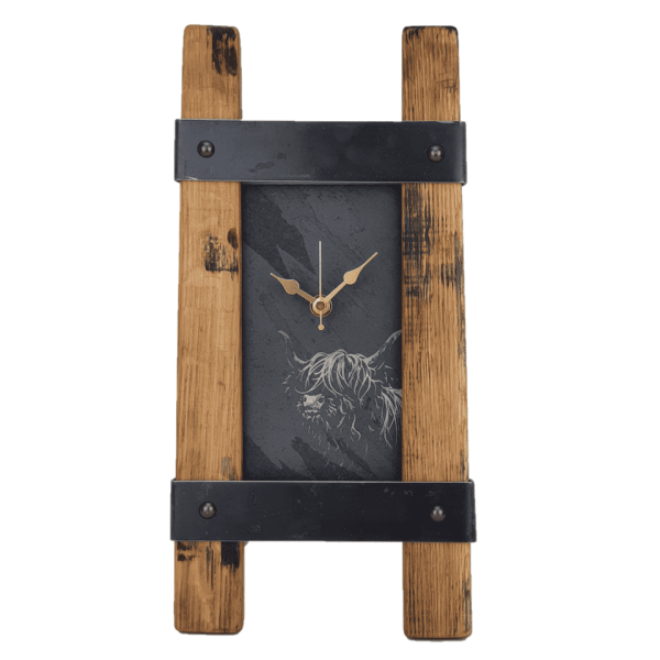 Highland Cow Slate Twin Stave Clock - Jaro - Jaro Design Studio - 1