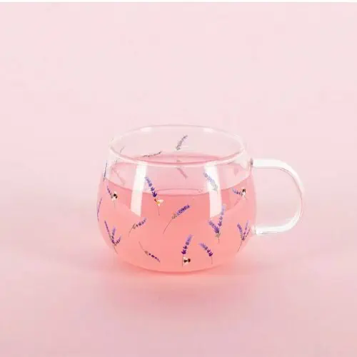 Bubble, Ditsy Lavender Glass Mug - Jaro Design Studio - 1