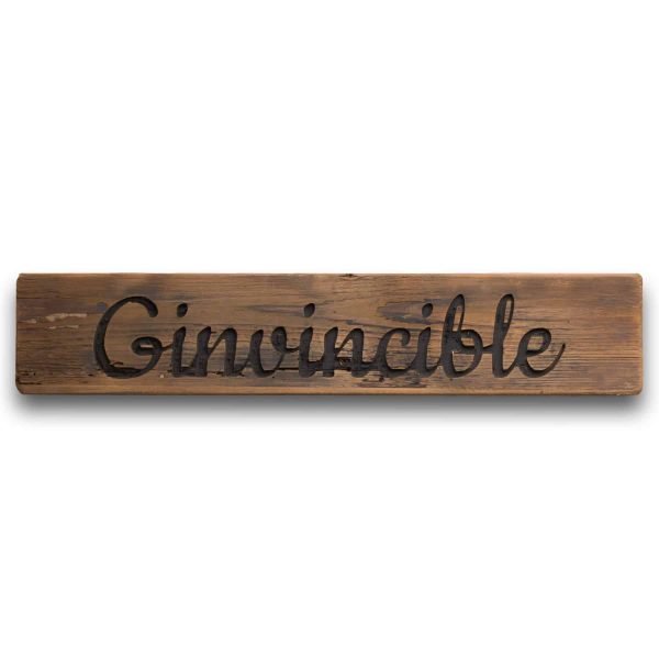 Ginvincible Rustic Wooden Message Plaque - Jaro - Jaro Design Studio - 1