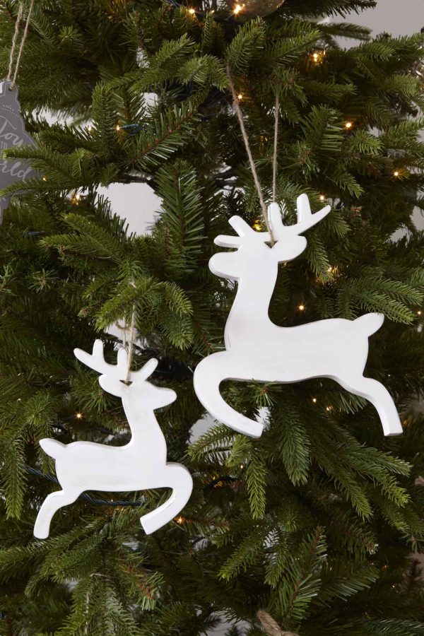 Reindeer Prancing Distressed Wood, White - Jaro Design Studio - 1