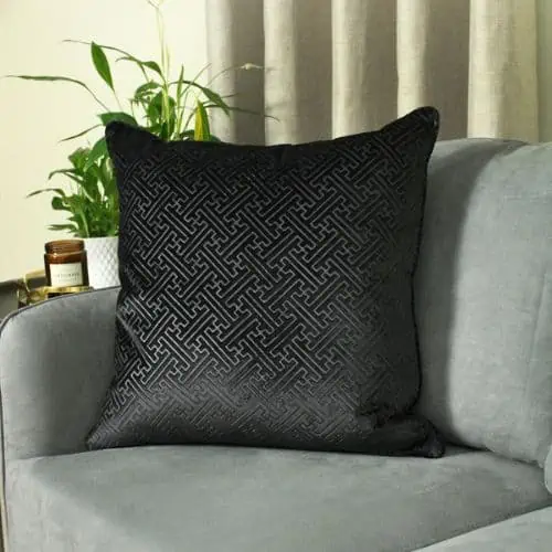 Paoletti, Florence Embossed Velvet Cushion - Black - Jaro Design Studio - 1