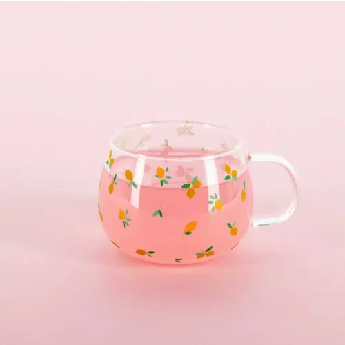 Bubble, Ditsy Lemon Glass Mug - Jaro Design Studio - 1