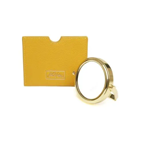 Alice Wheeler, Handbag 7x magnifying mirror and pouch - Ochre - Jaro Design Studio - 1