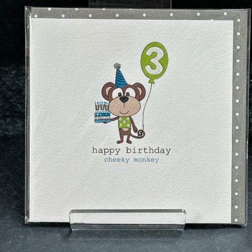 Mill Lane Cards, Happy 3rd Birthday - Cheeky Monkey