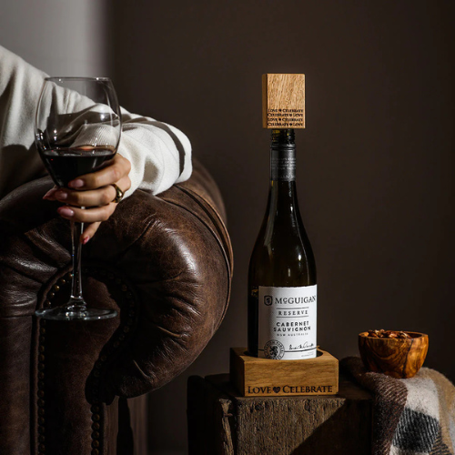 Selbrae House Oak Wine Bottle Coaster - Love & Celebrate - Image 3