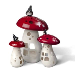 Lantern Gnome on Mushroom, Large  - JX22