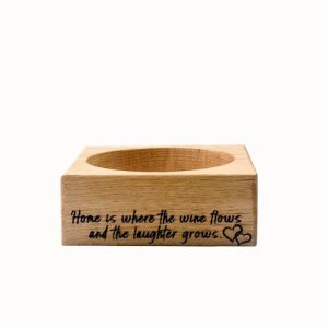 Oak Wine Bottle Coaster 'Home Is Where The Wine Flows' - Scottish - Jaro Design Studio - 2