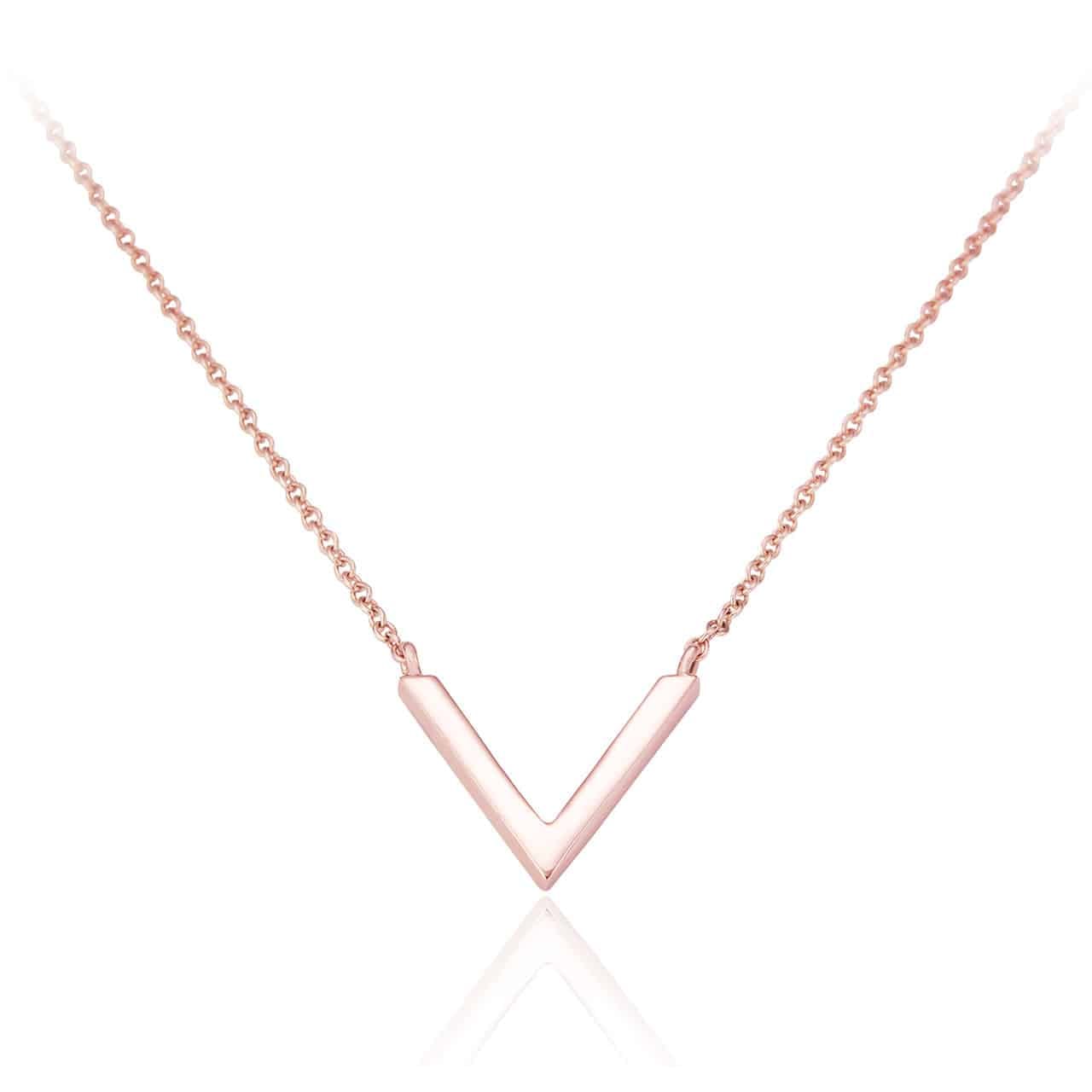 Spoke 925, Vana V Shaped Necklace - Rose Gold