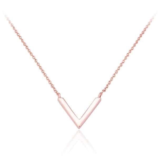 Spoke 925, Vana V Shaped Necklace - Rose Gold - Jaro Design Studio - 1