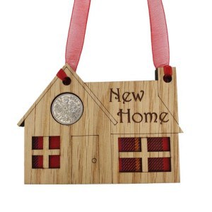 Quirky Tartan Lucky Sixpence - New Home