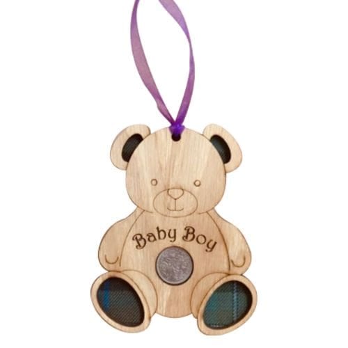 Quirky Tartan Lucky Sixpence - Teddy Bear - Baby Boy