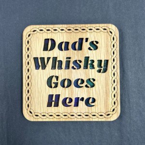 Quirky Tartan Wooden Coasters - DAD'S WHISKY