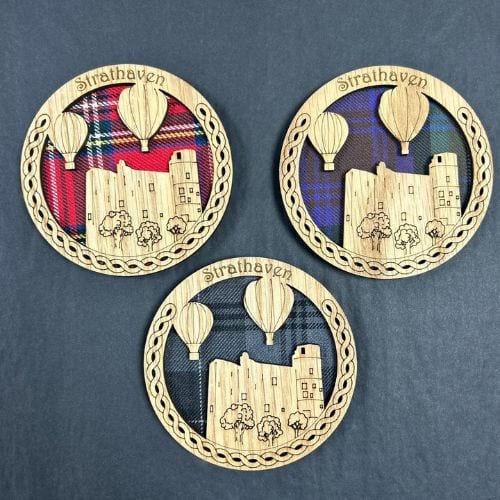 Jaro Design Studio and Wedding Wish List - Jaro Design Studio - 10 Quirky Tartan Wooden Coasters - STRATHAVEN CASTLE