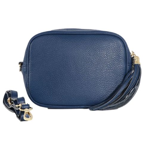 Sarta, Navy Blue Italian Leather Camera Bag @ Jaro Design Studio
