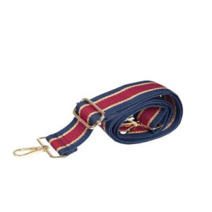 Sarta, Navy Blue / Red Striped With Glitter Bag Strap