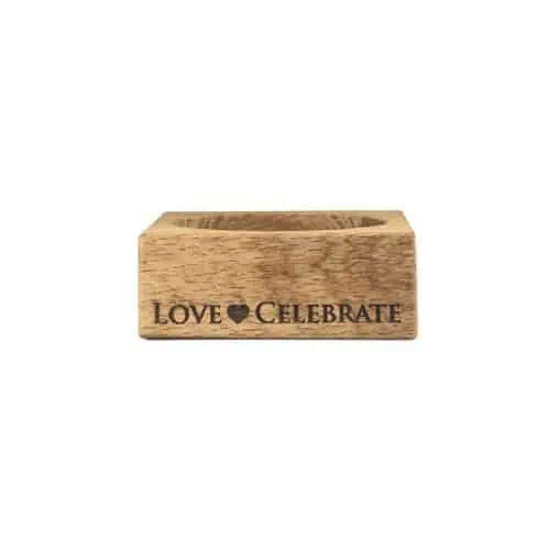 Scottish Made, Oak Wine Bottle Coaster - Love & Celebrate - Jaro Design Studio - 1