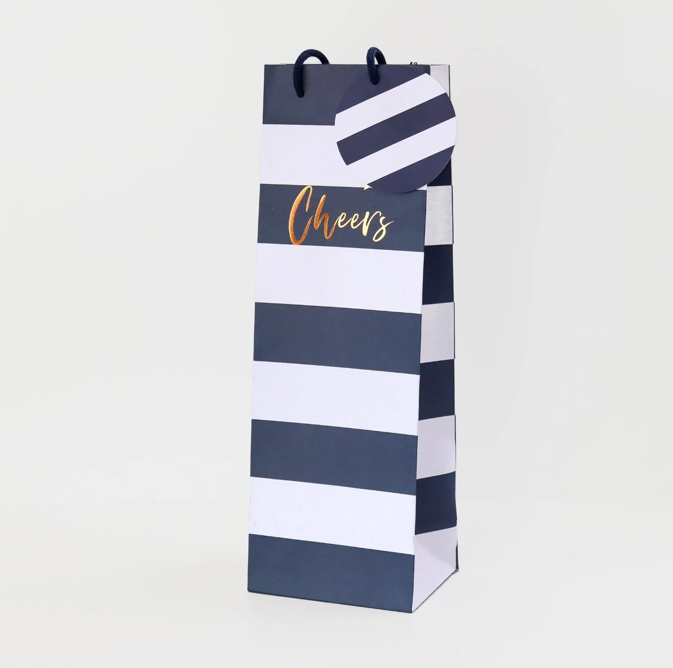 Belly Button Bubble, Blue Stripe Bottle Gift Bag