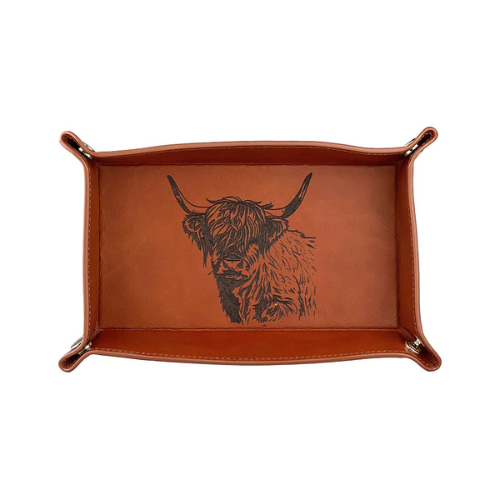Selbrae House – Highland Cow Leather Trinket Tray