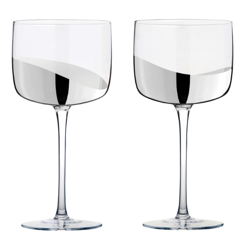 Set of 2 Wave Gin Glasses Silver - Jaro Design Studio - 2 Set of 2 Wave Gin Glasses Silver - Image 2