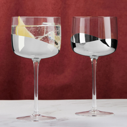 Set of 2 Wave Gin Glasses Silver - Jaro Design Studio - 6 Set of 2 Wave Gin Glasses Silver - Image 6