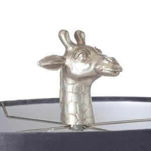 Silver Giraffe Lamp With Grey Velvet Shade - Jaro Design Studio - 2