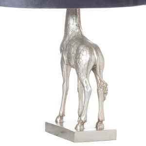 Silver Giraffe Lamp With Grey Velvet Shade - Jaro Design Studio - 3